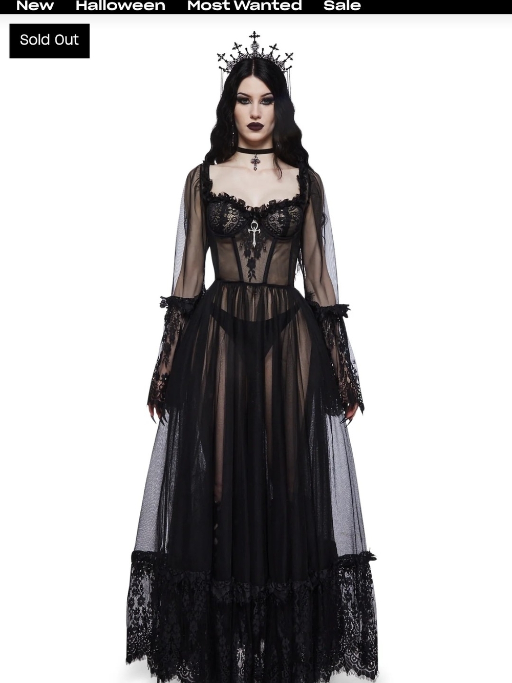 Dolls Kill Widow Dance With Death Maxi Dress In Black.